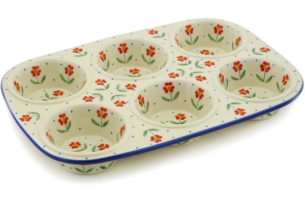 Muffin Pans | Manufaktura Muffin Pan 13" Red Primrose Bakeware Manufaktura