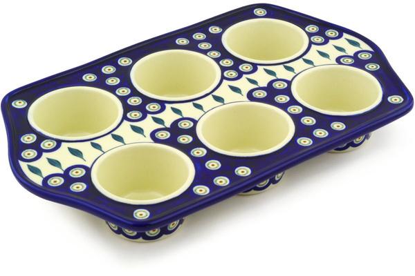 Muffin Pans | Zaklady Ceramiczne Muffin Pan 14" Peacock Leaves Bakeware Muffin Pans