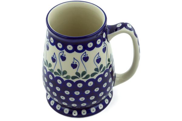 Mugs | Ceramika Artystyczna Beer Mug 34 oz Bleeding Heart Peacock Ceramika Artystyczna