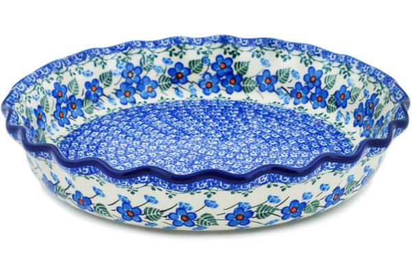 Pie Dishes | Ceramika Artystyczna Fluted Pie Dish 10" Blue Blossom Bakeware Ceramika Artystyczna