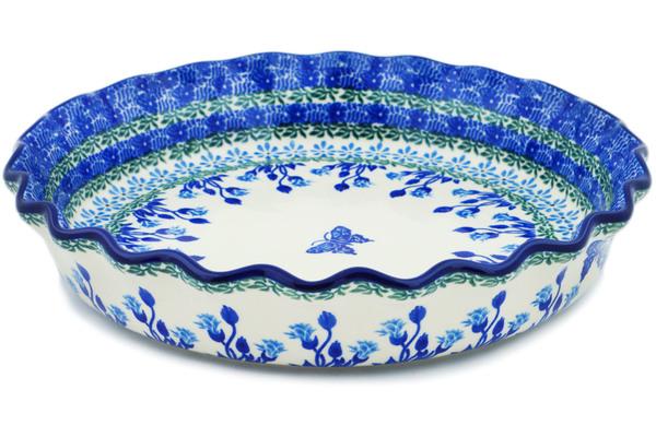 Pie Dishes | Ceramika Artystyczna Fluted Pie Dish 10" Blue Butterfly Bakeware Ceramika Artystyczna