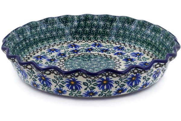 Pie Dishes | Ceramika Artystyczna Fluted Pie Dish 10" Blue Chicory Bakeware Ceramika Artystyczna