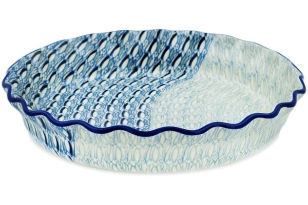 Pie Dishes | Ceramika Artystyczna Fluted Pie Dish 10" Blue Wave UNIKAT Bakeware Ceramika Artystyczna