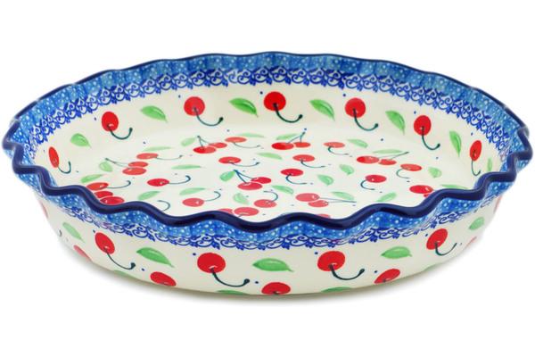 Pie Dishes | Ceramika Artystyczna Fluted Pie Dish 10" Cheeky Cherry Bakeware Ceramika Artystyczna