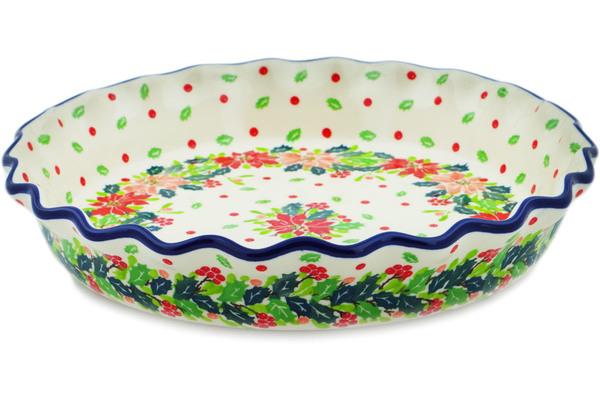 Pie Dishes | Ceramika Artystyczna Fluted Pie Dish 10" Christmas Flower UNIKAT Bakeware Ceramika Artystyczna