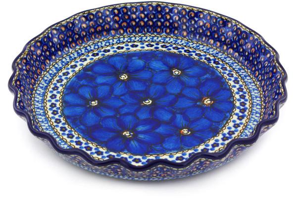 Pie Dishes | Ceramika Artystyczna Fluted Pie Dish 10" Cobalt Poppies UNIKAT Bakeware Ceramika Artystyczna