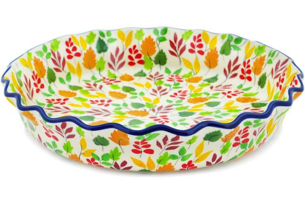 Pie Dishes | Ceramika Artystyczna Fluted Pie Dish 10" Falling For You UNIKAT Bakeware Ceramika Artystyczna