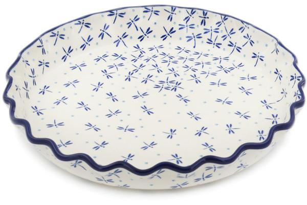 Pie Dishes | Ceramika Artystyczna Fluted Pie Dish 10" Flying Dragonflies Bakeware Ceramika Artystyczna