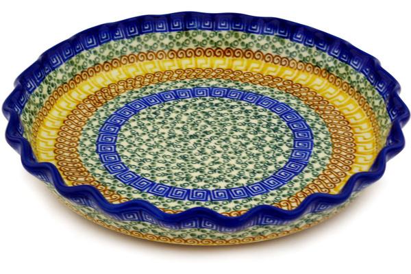 Pie Dishes | Ceramika Artystyczna Fluted Pie Dish 10" Grecian Sea Bakeware Ceramika Artystyczna