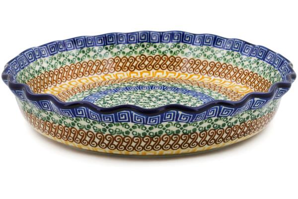 Pie Dishes | Ceramika Artystyczna Fluted Pie Dish 10" Grecian Sea Bakeware Ceramika Artystyczna