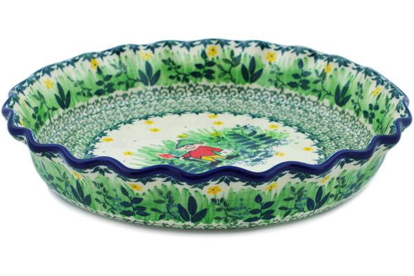 Pie Dishes | Ceramika Artystyczna Fluted Pie Dish 10" Green Tranquility UNIKAT Bakeware Ceramika Artystyczna