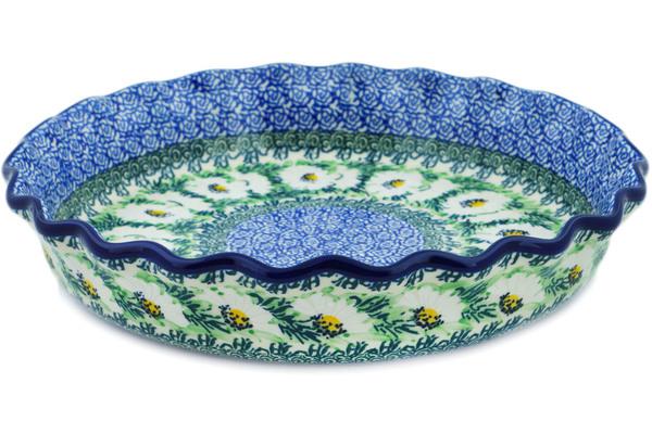 Pie Dishes | Ceramika Artystyczna Fluted Pie Dish 10" Polish Daisies UNIKAT Bakeware Ceramika Artystyczna