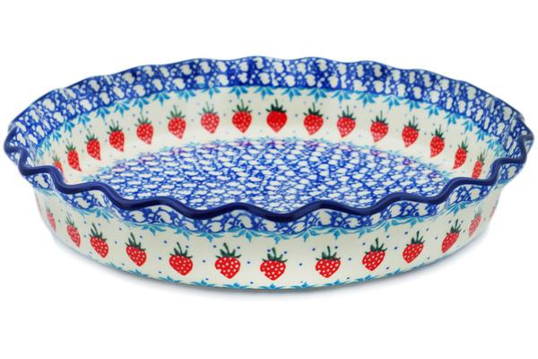 Pie Dishes | Ceramika Artystyczna Fluted Pie Dish 10" Strawberry Cake Bakeware Ceramika Artystyczna