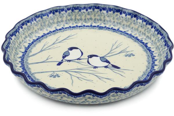 Pie Dishes | Ceramika Artystyczna Fluted Pie Dish 10" Waiting Birds UNIKAT Bakeware Ceramika Artystyczna