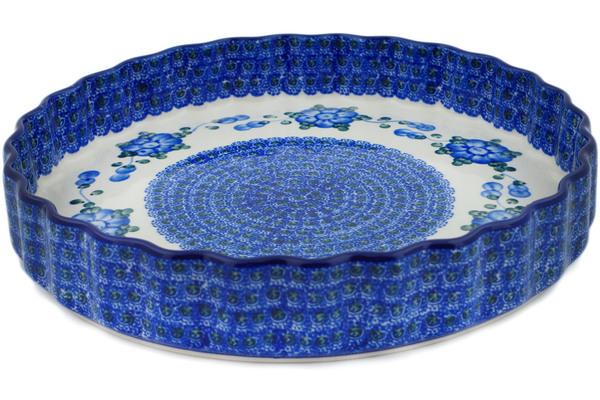 Pie Dishes | Ceramika Artystyczna Fluted Pie Dish 11" Blue Poppies Bakeware Ceramika Artystyczna