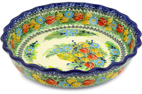 Pie Dishes | Ceramika Artystyczna Fluted Pie Dish 11" Tulip Splendor UNIKAT Bakeware Ceramika Artystyczna