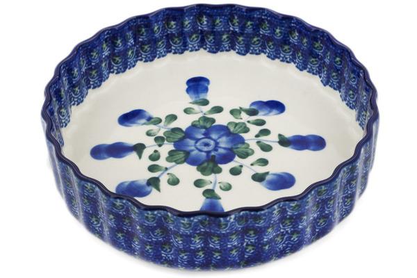 Pie Dishes | Ceramika Artystyczna Fluted Pie Dish 6" Blue Poppies Bakeware Ceramika Artystyczna