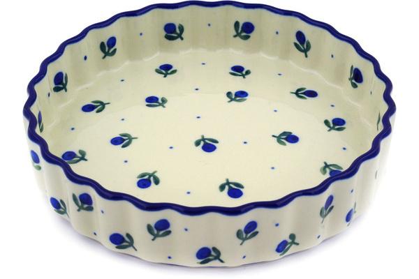 Pie Dishes | Ceramika Artystyczna Fluted Pie Dish 8" Blue Buds Bakeware Ceramika Artystyczna