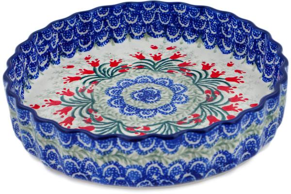 Pie Dishes | Ceramika Artystyczna Fluted Pie Dish 8" Crimson Bells Bakeware Ceramika Artystyczna