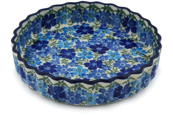 Pie Dishes | Ceramika Artystyczna Fluted Pie Dish 8" Fields Of Blue UNIKAT Bakeware Ceramika Artystyczna