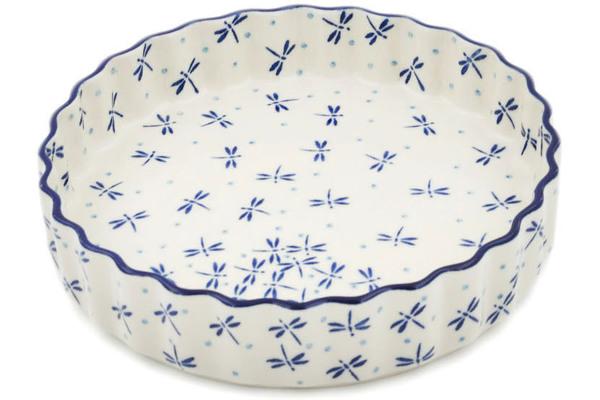 Pie Dishes | Ceramika Artystyczna Fluted Pie Dish 8" Flying Dragonflies Bakeware Ceramika Artystyczna