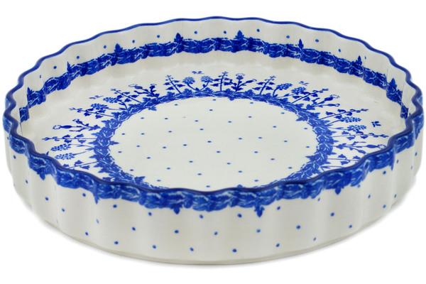 Pie Dishes | Ceramika Artystyczna Fluted Pie Dish 9" Blue Flower Circle Bakeware Ceramika Artystyczna