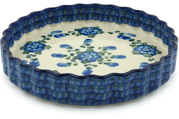 Pie Dishes | Ceramika Artystyczna Fluted Pie Dish 9" Blue Poppies Bakeware Ceramika Artystyczna