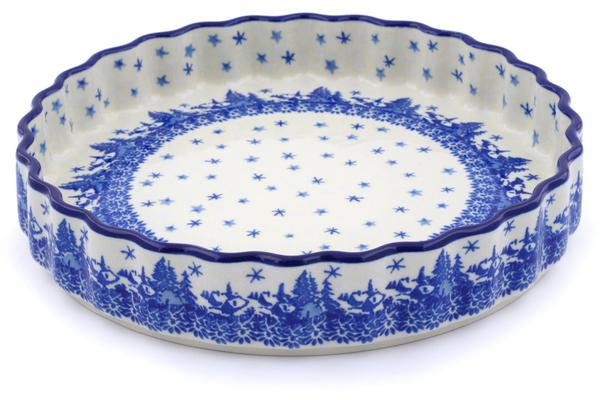 Pie Dishes | Ceramika Artystyczna Fluted Pie Dish 9" Blue Winter Bakeware Ceramika Artystyczna