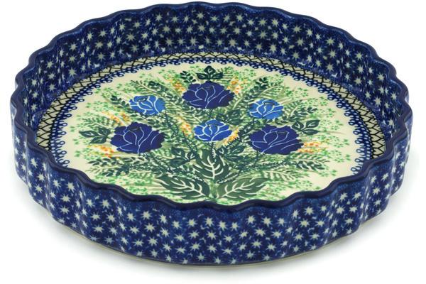 Pie Dishes | Ceramika Artystyczna Fluted Pie Dish 9" Brilliant Blue Rose UNIKAT Bakeware Ceramika Artystyczna