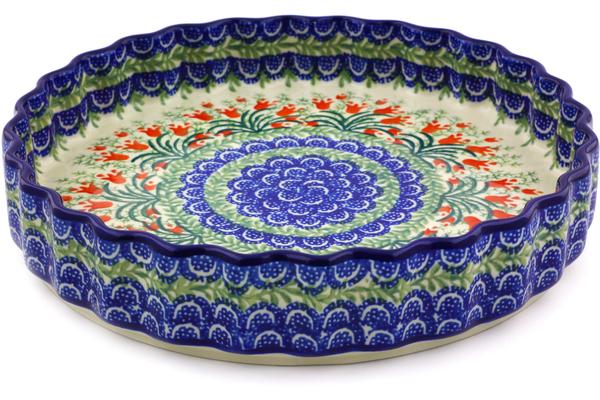 Pie Dishes | Ceramika Artystyczna Fluted Pie Dish 9" Crimson Bells Bakeware Ceramika Artystyczna