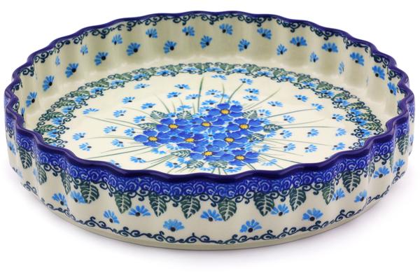 Pie Dishes | Ceramika Artystyczna Fluted Pie Dish 9" Forget Me Not UNIKAT Bakeware Ceramika Artystyczna