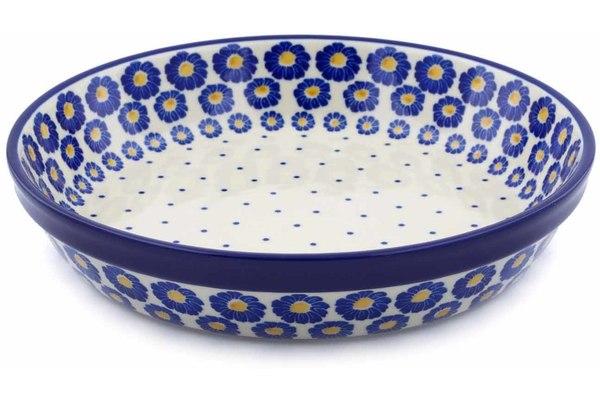 Pie Dishes | Ceramika Artystyczna Pie Dish 10" Blue Zinnia Bakeware Ceramika Artystyczna