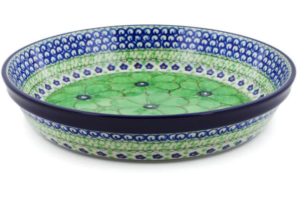 Pie Dishes | Ceramika Artystyczna Pie Dish 10" Green Pansies UNIKAT Bakeware Ceramika Artystyczna