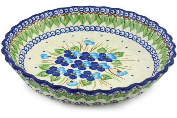 Pie Dishes | Ceramika Bona Fluted Pie Dish 10" Blue Pansy Bakeware Ceramika Bona