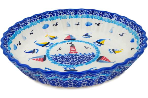 Pie Dishes | Ceramika Bona Fluted Pie Dish 10" Sea Sights UNIKAT Bakeware Ceramika Bona