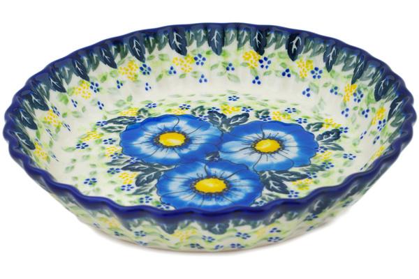 Pie Dishes | Ceramika Nina Fluted Pie Dish 10" Blue Happy Fields Bakeware Ceramika Nina