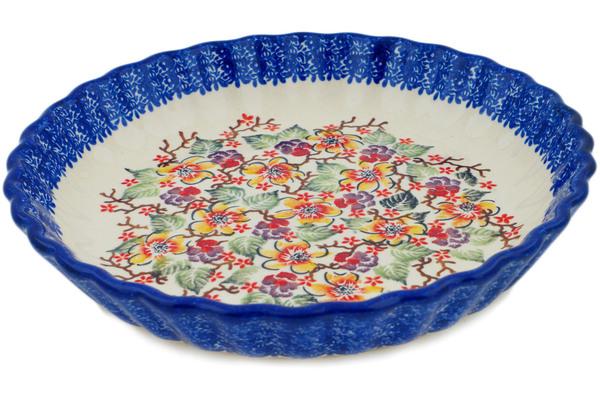 Pie Dishes | Ceramika Nina Fluted Pie Dish 10" Dogwood Dreams UNIKAT Bakeware Ceramika Nina