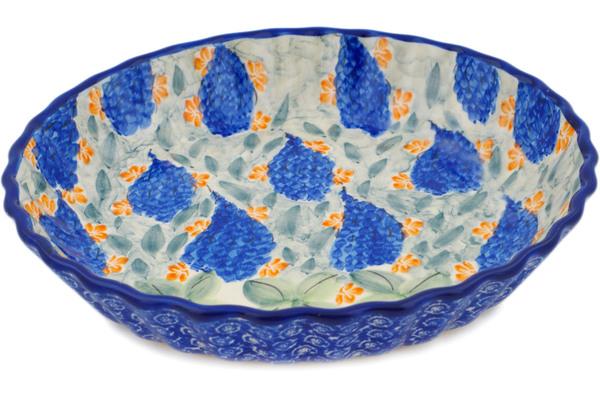 Pie Dishes | Ceramika Nina Fluted Pie Dish 10" Elisas Bluebonnets UNIKAT Bakeware Ceramika Nina