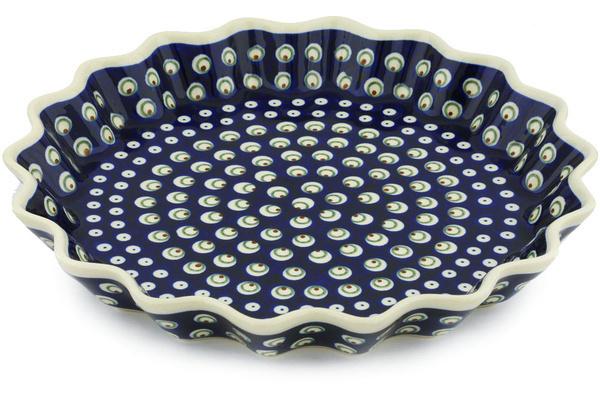 Pie Dishes | Zaklady Ceramiczne Fluted Pie Dish 13" Peacock Eyes Bakeware Pie Dishes