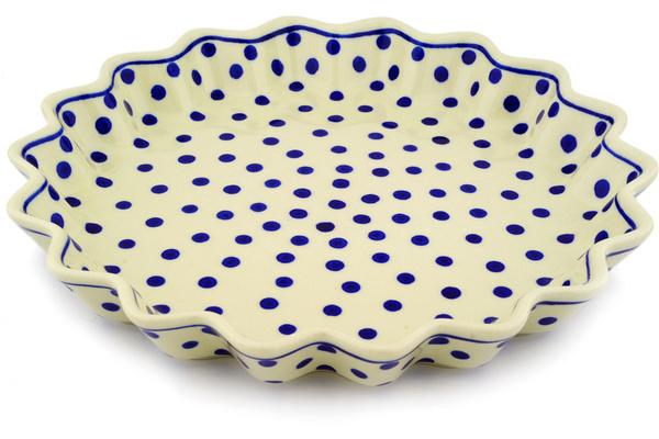 Pie Dishes | Zaklady Ceramiczne Fluted Pie Dish 13" Polka Dot Bakeware Pie Dishes