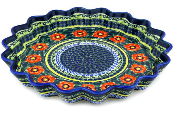 Pie Dishes | Zaklady Ceramiczne Fluted Pie Dish 13" Poppies All Around UNIKAT Bakeware Pie Dishes