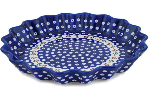 Pie Dishes | Zaklady Ceramiczne Fluted Pie Dish 13" Red Daisy Peacock Bakeware Pie Dishes