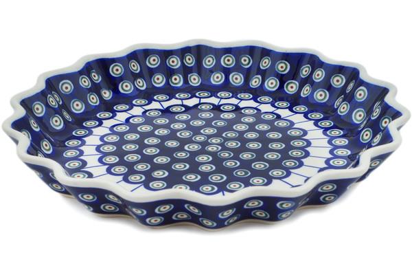 Pie Dishes | Zaklady Ceramiczne Fluted Pie Dish 13" Traditional Peacock Bakeware Pie Dishes