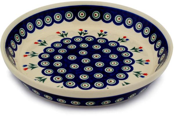 Pie Dishes | Zaklady Ceramiczne Pie Dish 10" Tulip Pair Peacock Bakeware Pie Dishes