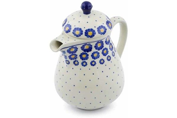 Pitchers | Ceramika Artystyczna Pitcher with Lid 52 oz Blue Zinnia Pitchers Ceramika Artystyczna