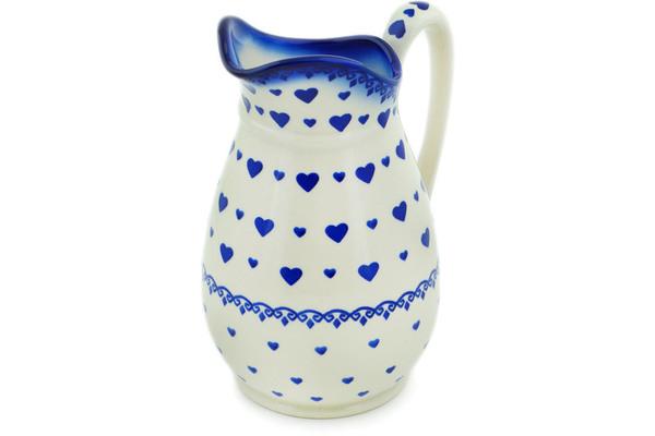 Pitchers | Ceramika Bona Pitcher 6 cups Blue Valentine Hearts Pitchers Ceramika Bona