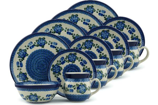 Place Settings | Ceramika Artystyczna 16-Piece Place Setting BOLEC Blue Poppies Kitchen & Dining Ceramika Artystyczna