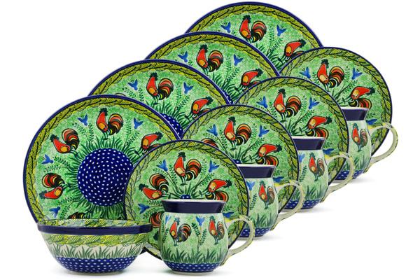 Place Settings | Ceramika Artystyczna 16-Piece Place Setting BOLEC Rooster Parade UNIKAT Kitchen & Dining Ceramika Artystyczna