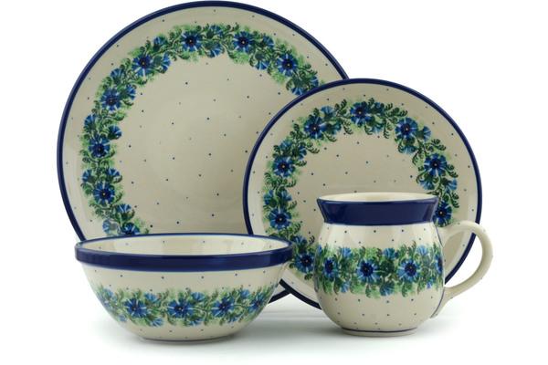 Place Settings | Ceramika Artystyczna 4-Piece Place Setting Blue Bell Wreath Kitchen & Dining Ceramika Artystyczna