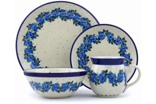 Place Settings | Ceramika Artystyczna 4-Piece Place Setting Blue Rose Kitchen & Dining Ceramika Artystyczna